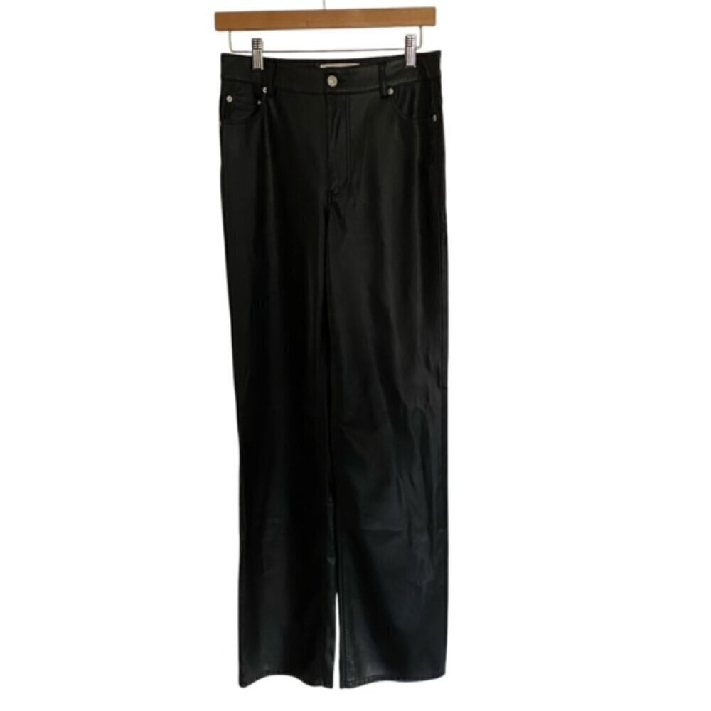 Zara Full Length Faux The 90's Black Leather Pants 4 - Picture 2 of 5